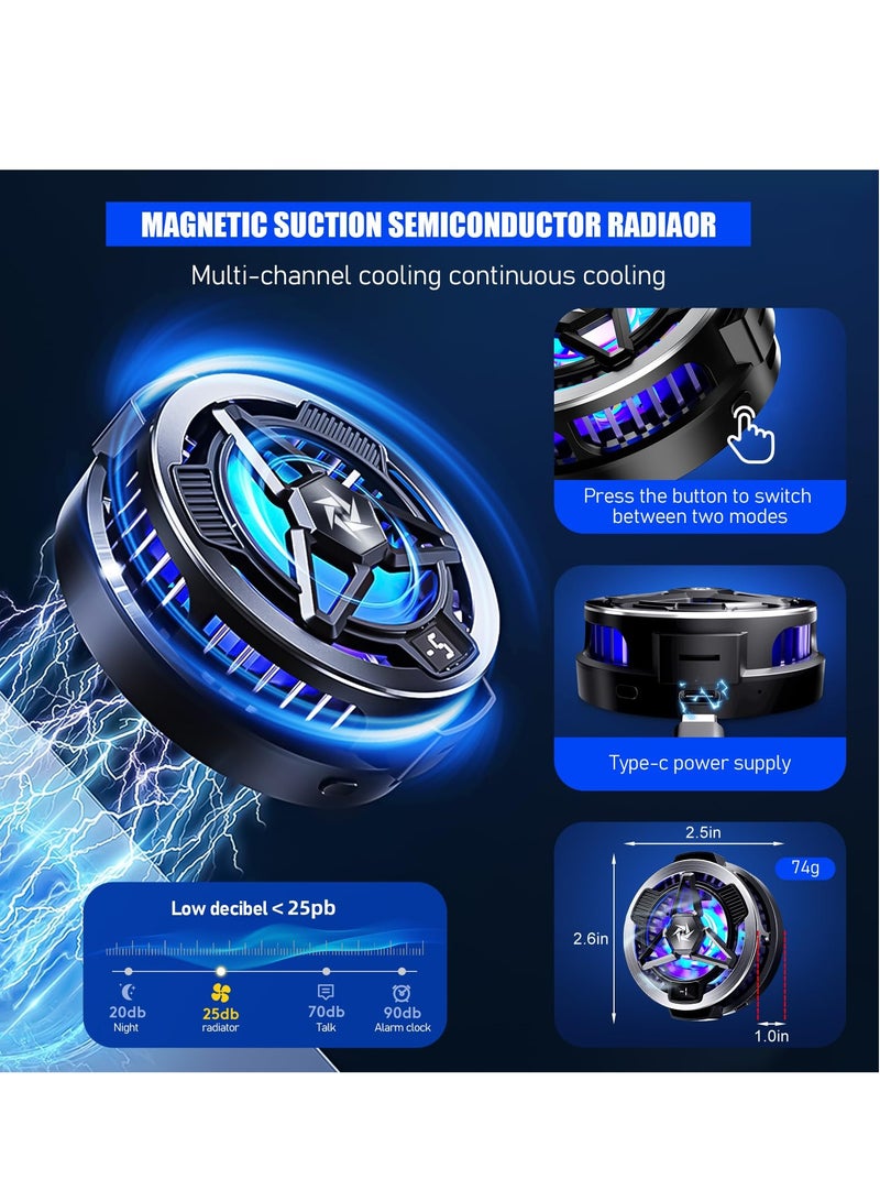 Phone Cooler for Gaming, Magnetic Semiconductor Cooler for iPhone 12 13 14 15 Series, Noiseless Cooling, Portable Cell Phone Cooling Fan Radiator for Android/Tablet/iPad - Image 5